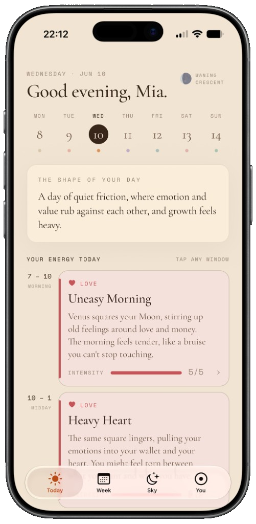 Nulo Today view — daily timeline of Lens windows